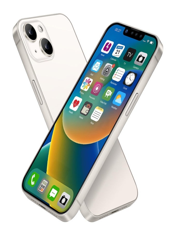 FufoneUS Dummy Fake Phone Model, Looks Like The Real Phone Compatible with Phone 14, for Cell Phone Store Display or Send a Toy Phone 14 for Kids (White Rainbow-Front) - Image 1
